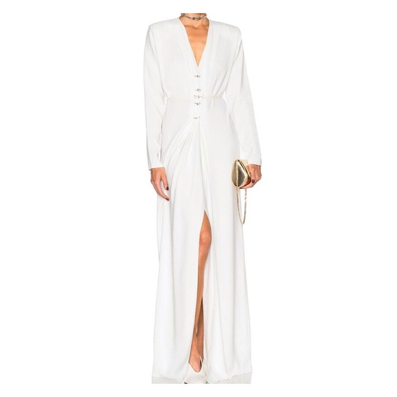 NWT White Lanvin crystal embellished v-neck gown - Picture 1 of 1